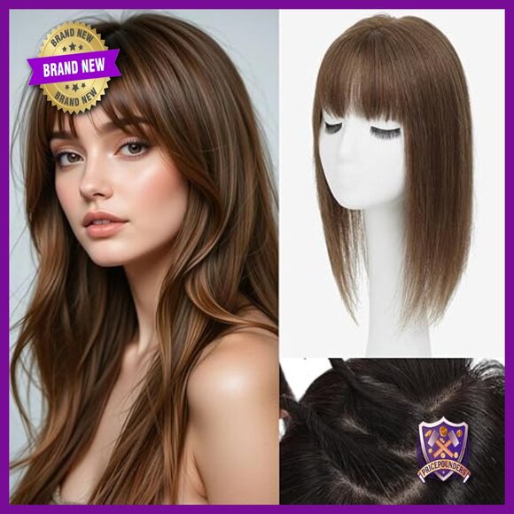 Real Human Hair Topper with Bangs for Thinning Hair 18 Inch main image 4